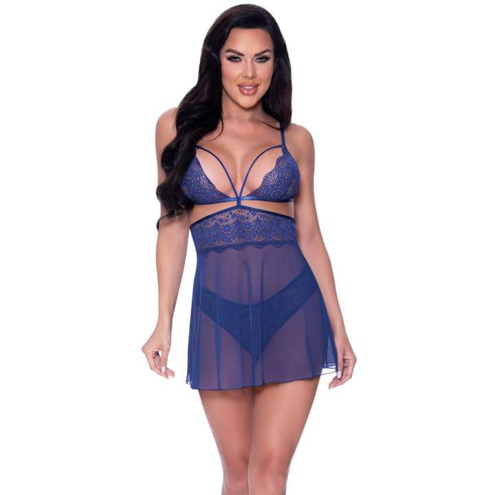 Priser på Magic Silk Exposed Blueberry Babydoll & Trusse Sæt - Purple - L/XL