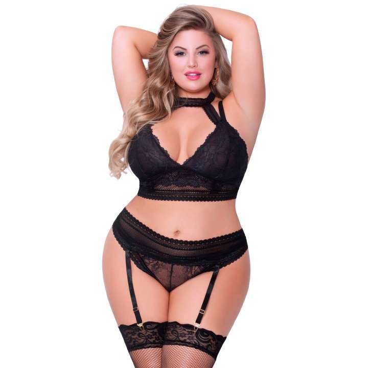 Priser på Seven til Midnight Halterneck BH Sæt Plus Size - Black - XL/2XL