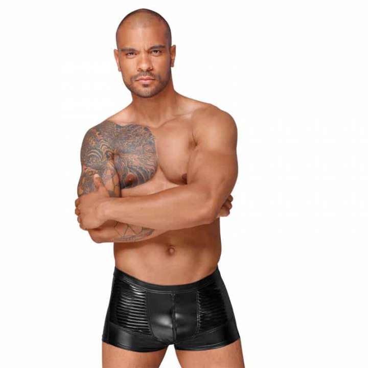 Priser på Noir Handmade Mason Wetlook Boksershorts Sort - S