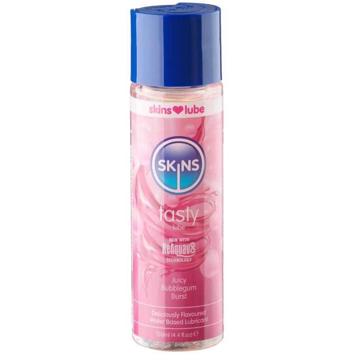 Priser på Skins Juicy Bubblegum Burst Vandbaseret Glidecreme 130 ml - Clear